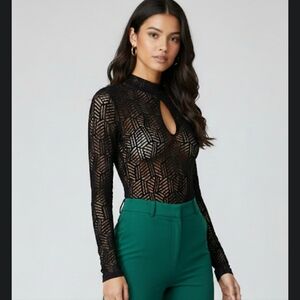 Elegant Black Lace Women Top